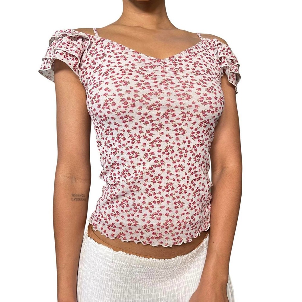 Vintage 2000s ruffled floral (XS-S)